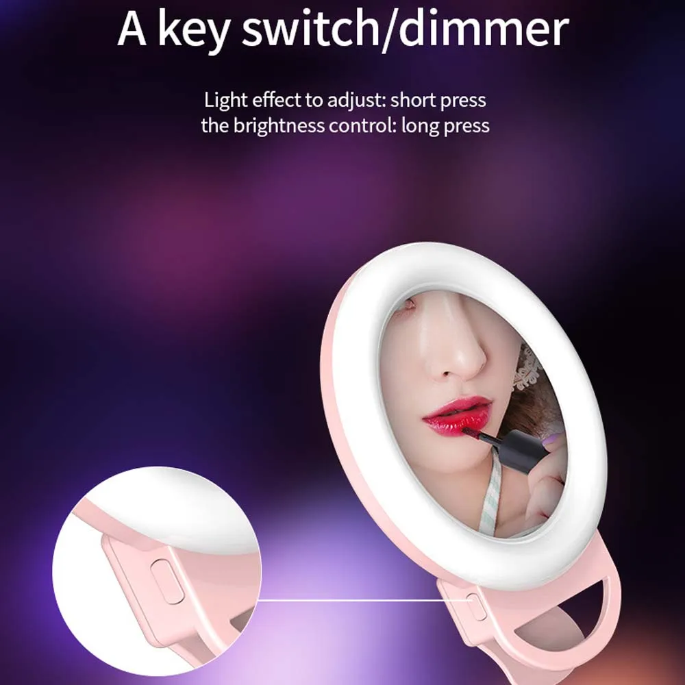 LED Selfie Ring Novelty Light Ring Clip For Cell Phone Photo Lamp celular backlight for phone 13