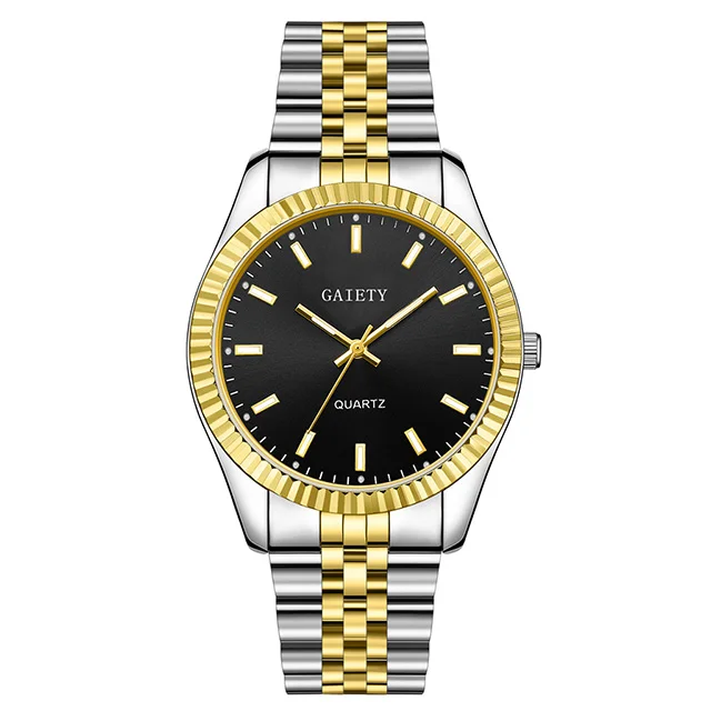 Мужские модные серебряные часы, мужские полностью стальные водонепроницаемые спортивные кварцевые часы, мужские s часы, Лидирующий бренд, роскошные мужские наручные часы - Цвет: gold black