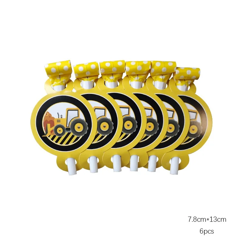 6pcs toys 6 шт, Мультяшные строительные транспортные средства, экскаватор, вечерние украшения, бумажный стаканчик, тарелка, баннеры, Детские воздушные шары для вечеринки в честь Дня Рождения - Цвет: 6pcs toys
