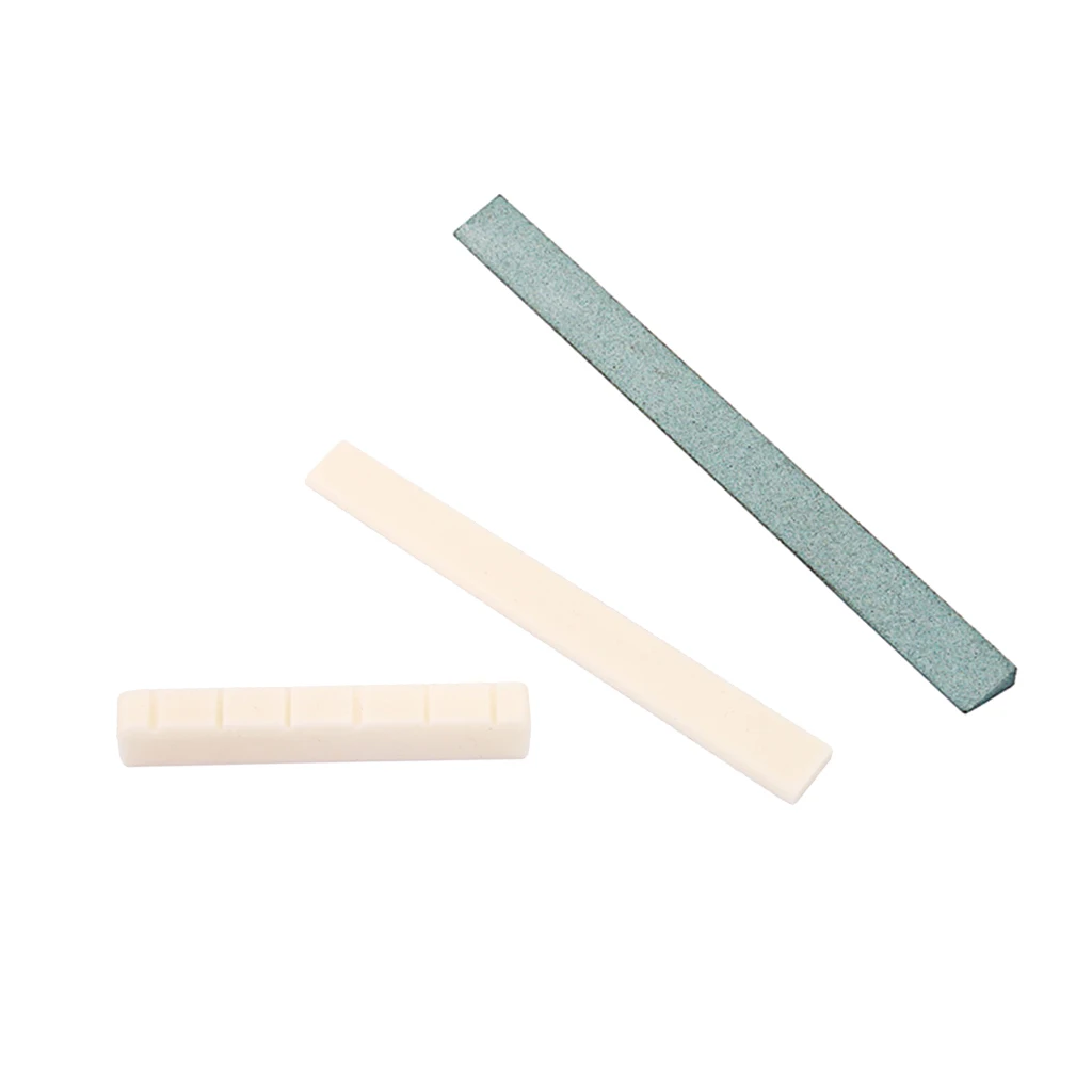 Buffalo Bone Slotted Saddle Nut W/ Fret Stone Sander For Classical Guitar