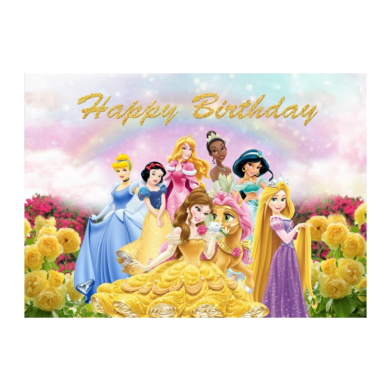 디즈니 공주 파티 생일 배경 Decors 비닐 헝겊 파티 배경  샤워 용품 Cinderelia Sofia Snow White