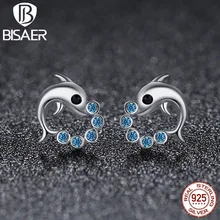 925 пробы серебряные Простые маленькие серьги в виде животных, милые элегантные серьги-гвоздики с изображением дельфина и кота для женщин, ювелирные изделия из стерлингового серебра