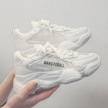 

Fashion Women Running Shoes Lace-up Air Sole Mesh Breathable Sneakers Cushioning Height Increasing Casual Sports Fitness Shoes
