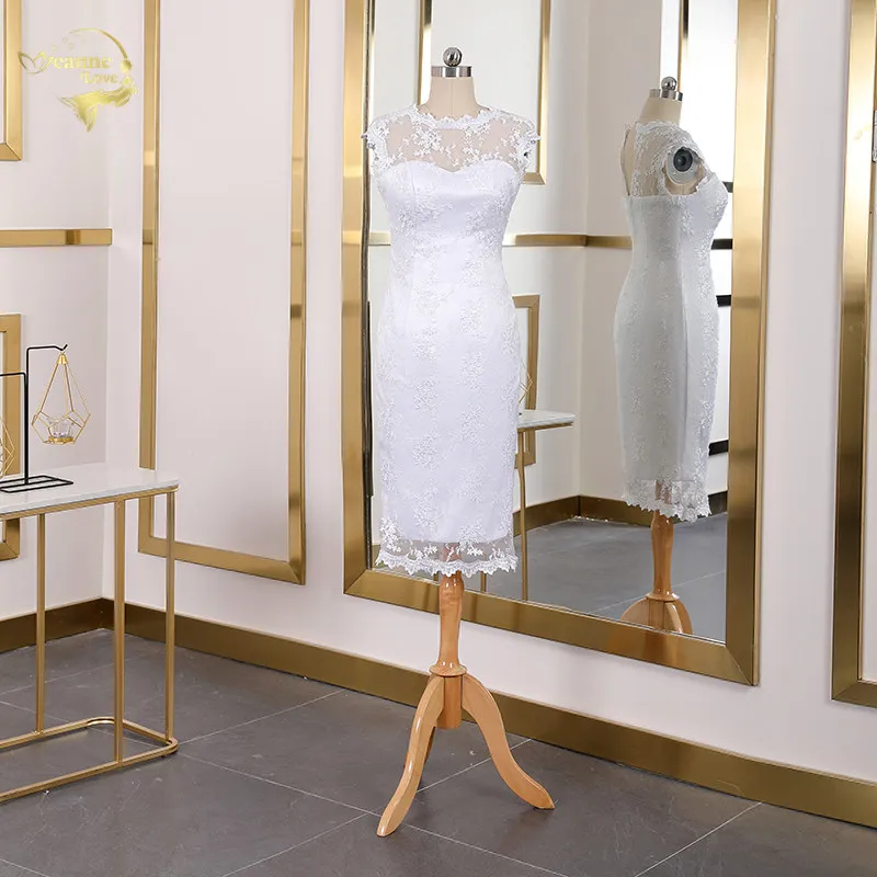 Vestido De Noiva, короткое Кружевное платье, свадебное платье, иллюзия, свадебные платья, украшение на шею, облегающее платье, кружевное платье, Vestidos Novia Cortos