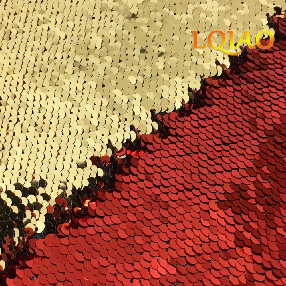 Red Gold Sequin Fabric-01