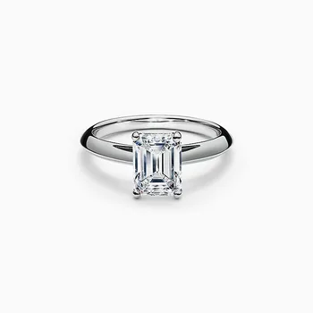 

TSHOU369 Female Crystal White rectangle Ring Luxury 925 Silver Engagement Ring For Women Ladies simple Party Wedding