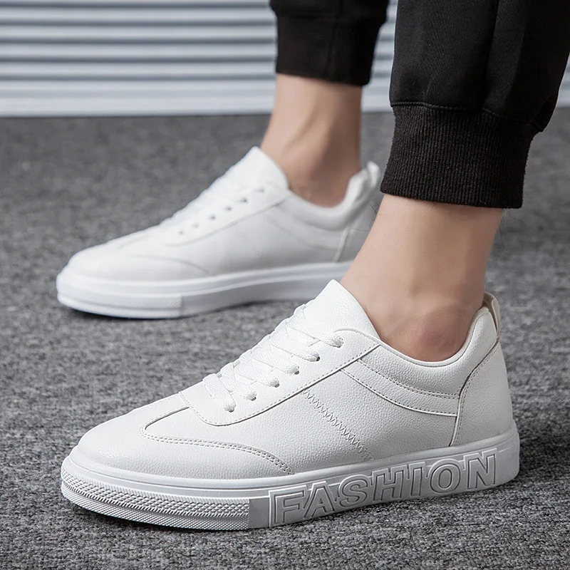 

2020 New Summer Fashion Leather Men Casual Shoes Sneakers Footwear Soft Rubber Male Flats Shoe White Mens Shoes