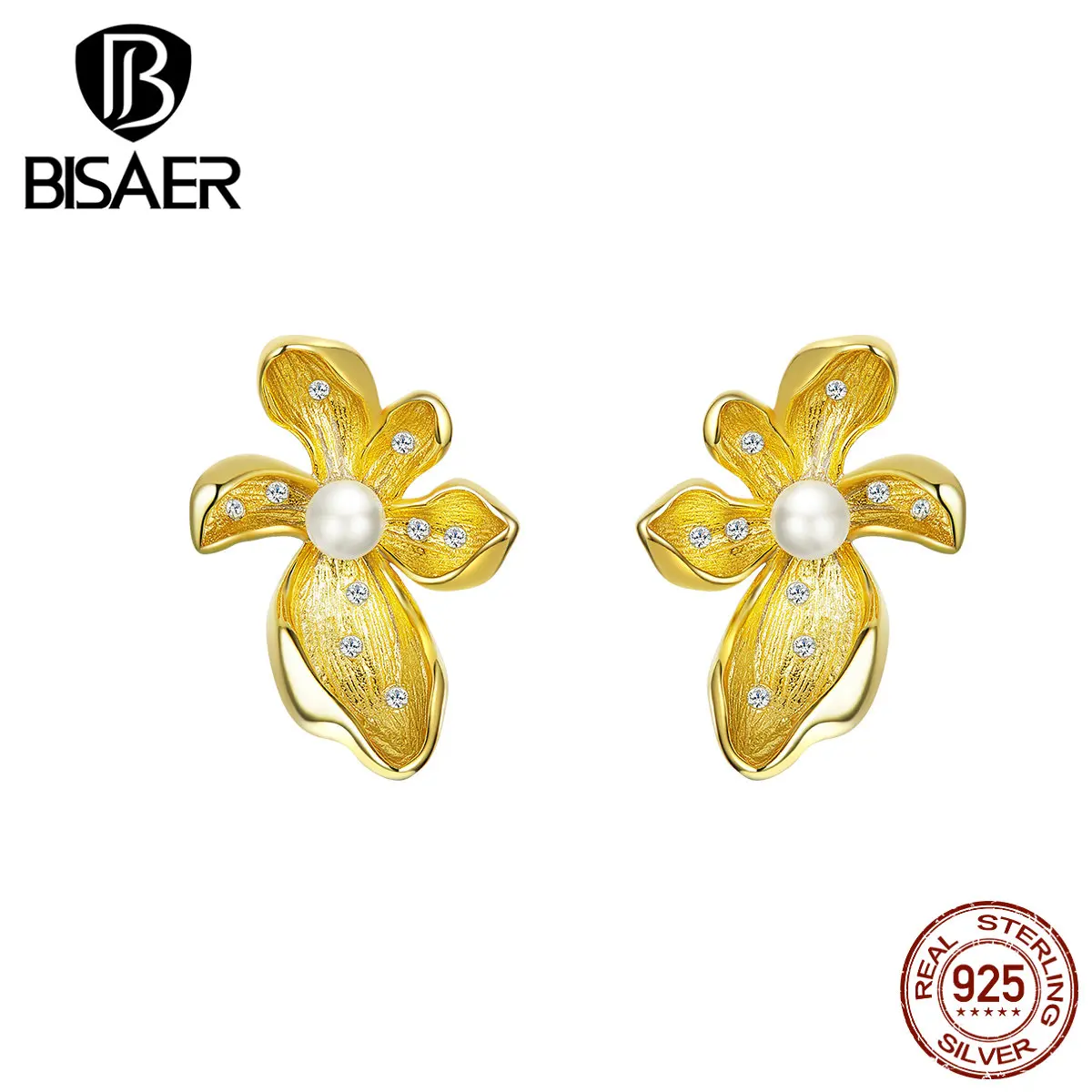 Винтажные серьги BISAER, 925 пробы, серебряные, на День святого Валентина, с цветами, изысканные серьги-гвоздики, женские серебряные ювелирные изделия EFE249