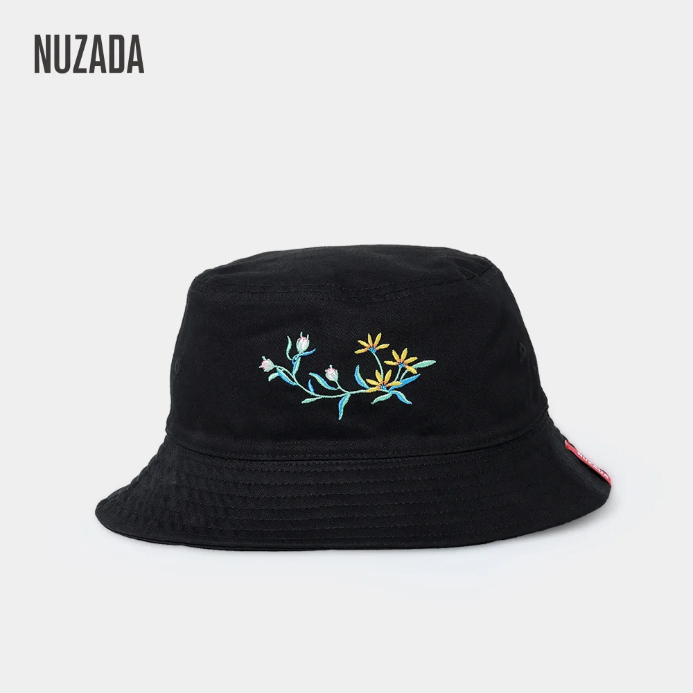 

Nuzada Double-Sided Cotton Simple Bucket Hat College Style Boonie Hat Women's Outdoor Fishing Hat Folding Embroidered Bucket Hat