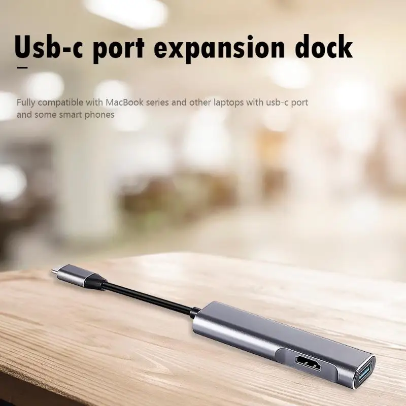5-в-1 Тип C концентратор Многофункциональный USB-C для USB3.0+ HDMI+ TF слот для карт+ PD Мощность Порты и разъёмы конвертер адаптер для ноутбука MacBook аксессуар