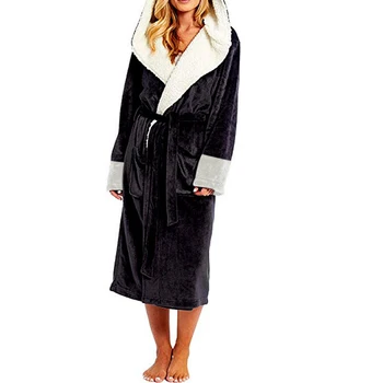

Women Winter Thermal Long Bathrobe Lovers Thick Warm Coral Fleece Kimono Bath Robe Plus Size Nightgowns Bridesmaid Dressing