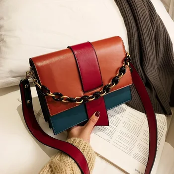 

Fashion new wild chain bag female Contrast color shoulder bag fashion Ladies Cross Body Handbag Messenger small square bag