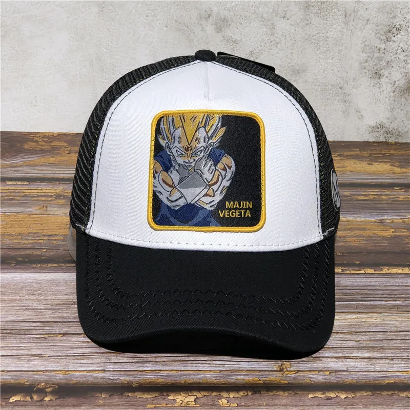 VEGETA Высокое качество японского Аниме Драконий жемчуг Гоку сетки Дальнобойщик шляпа мультфильм бейсболка с заплатой Регулируемая папа шляпа Косплей ПИК КЕПКА Панама - Цвет: VEGETA