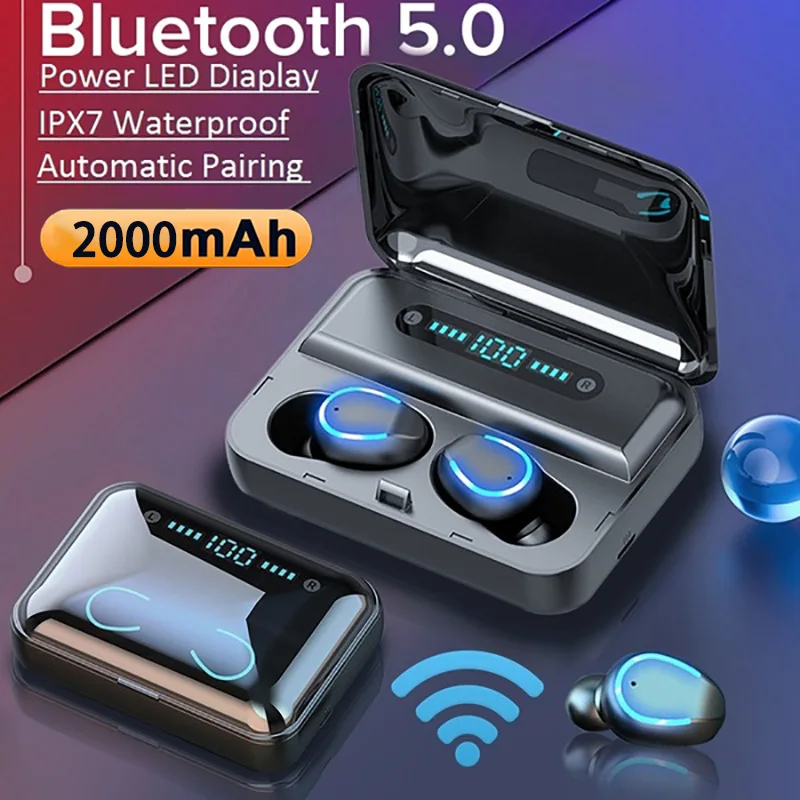 Настоящие беспроводные наушники TWS, Bluetooth наушники 5,0, мини беспроводные наушники, HD стерео гарнитура с двойным микрофоном для смартфона