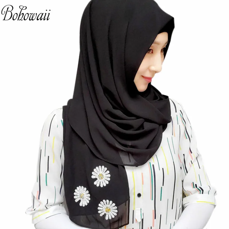 

BOHOWAII New Style Hijabs Muslim Fashion Hijab Chiffon Glitter Sequins Hair Scarf Wrap Long Chiffon Kopftuch
