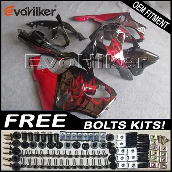 

Custom motorcycle fairing for ZX7R 1996-2003 ABS motor panels Body Kit red flames+gifts