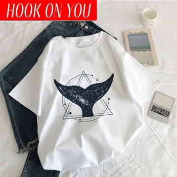 

Vintage Vogue Whale Tail Printed Gothic Tshirt Cosmic Belief Harajuku Summer Tops T Shirt Women Vintage Streetwear Vegan T-shirt
