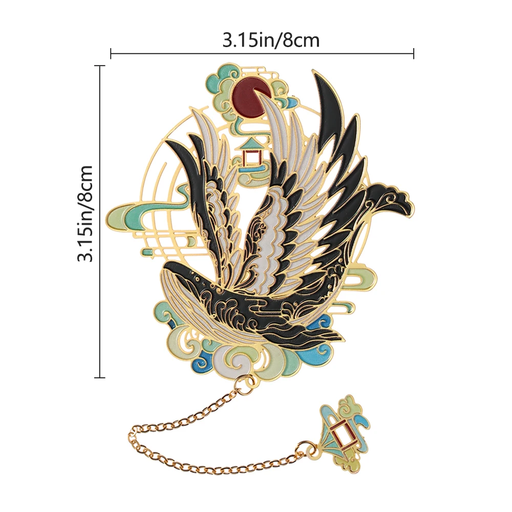Metal Bookmark Chinese Retro Style Carving Vintage Hollow Out Book Clip With Pendant Pagination Mark School Supplies Gift