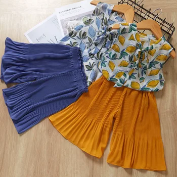 

Baby Girls Clothes Sets Summer Kids Clothes Chiffon Shirt+Wide-Leg Pants Tracksuit Suit Toddler Girls Outfit Children Clothes