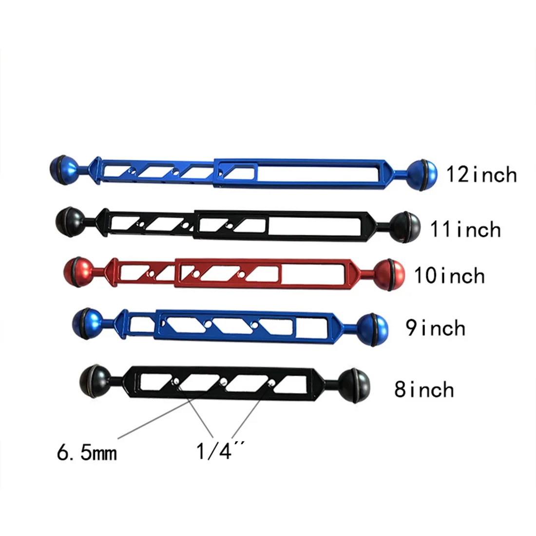 Алюминий сплав дайвинг 1 дюйм шаровой головкой Камера свет удлинитель выдвижной рычаг 5/6/7/8/9/10/11/12 дюймов Регулируемая w/1/4 отверстие для винта