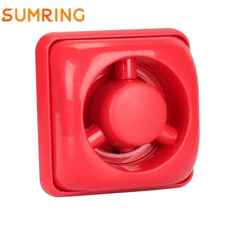 Red Siren Small Siren 24V DC 88dB Waterproof Fire Siren with Strobe Home Security Siren