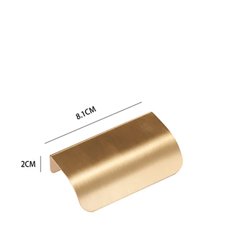 4pcs/lot Brass Drawer Handle Cabinet Knobs U Pulls Furniture Handles and Knobs Invisible type Handle Furniture Hardware - Цвет: 8.1cm length