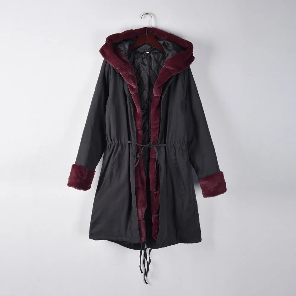 Black Sagace одежда пальто парки женские зимние модные теплые пальто куртка из искусственного меха парка пальто с капюшоном рыбий хвост Длинные рукава пальто леди - Цвет: Black