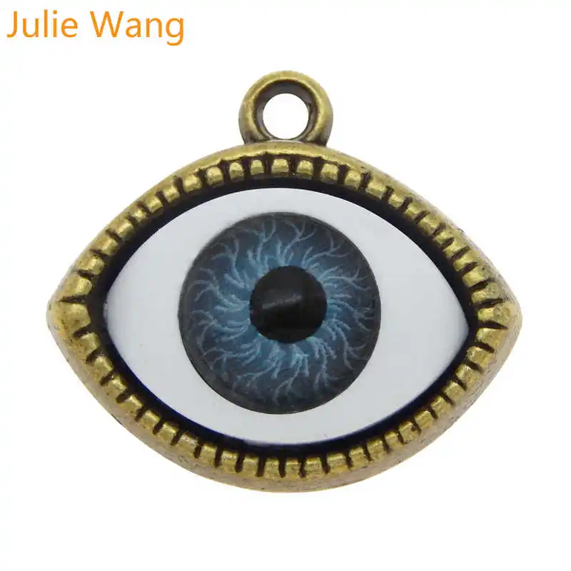 54180 Julie Wang 7 шт сплав человеческих чармы «от дурного глаза» пластмассовый глаз многоцветное Ожерелье Подвески браслет ювелирные изделия делая аксессуар - Окраска металла: 54180