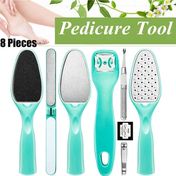 

8-Piece Stainless Steel Foot File Tool Set Dead Skin Remover Scraper Pedicure File Tool Foot Care Tool