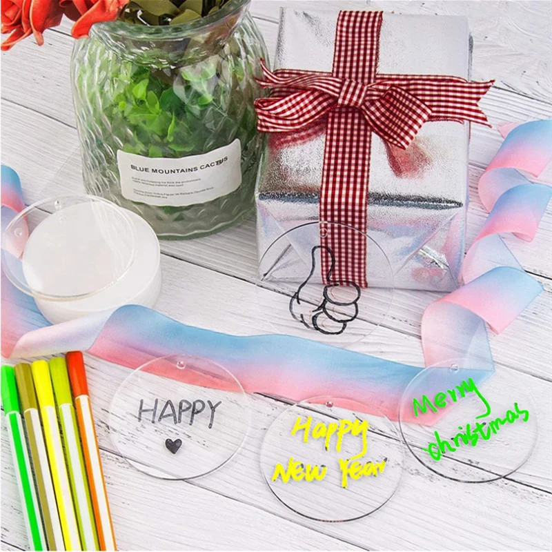 Key Charms Pendant Transparent Acrylic Blanks Discs DIY Keychains Kits Clear Round Accessories Material