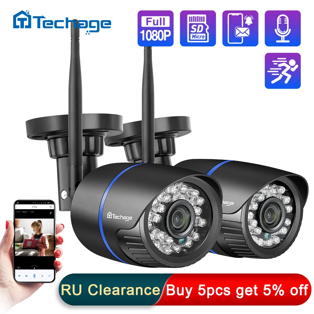 Techage Wireless Wifi IP Camera 2MP 1080P Audio Record Security Camera
