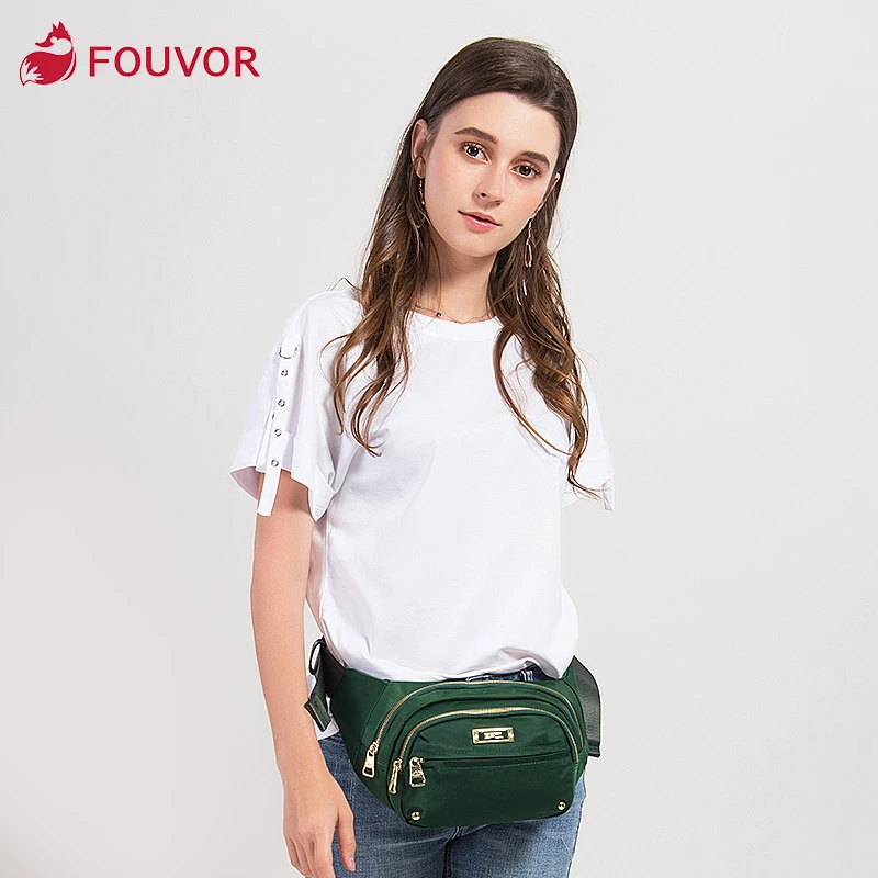 

Fouvor 2019 New Fashion Women Pockets Sports Small Waist Pack Ladies Nylon Waterproof Canvas Chest Bag Oxford Zipper Bag 6006-03