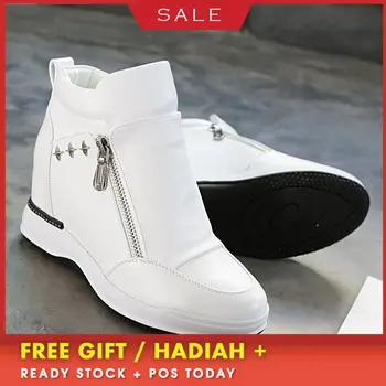 

PU Platform Sneakers Womens Shoes White Zipper New 2020 Autumn Women Casual Shoes Woman Wedge Sneakers For Women Fashion