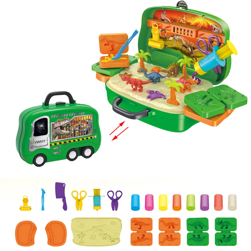 ПЛАСТИЛИНОВАЯ глина набор инструментов для детей DIY Форма инструмент подарок на день рождения игрушки пушистый слайм Скалка ролевые игры динозавры чемодан