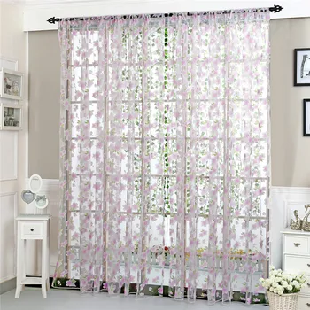 

2020 New Fashion Flower Sheer Curtain Tulle Window Treatment Voile Drape Valance 1 Panel Fabric Home Decoration 2020 Christmas