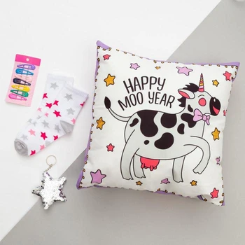 

Gift set "Beauty cow" pillow-secret 40x40 cm accessories (3 PCs) 5155031