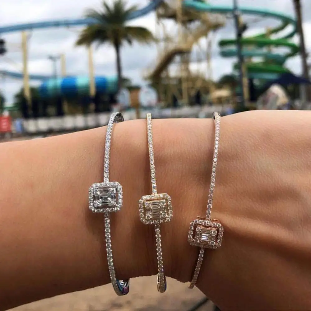 

GODKI Trendy Luxury Stackable Bangle Cuff For Women Wedding Full Cubic Zircon Crystal CZ Dubai Silver Bracelet Party Jewelry2019