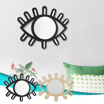 

Nordic Style Wooden Eye Shape Wall Decoration Mirror Explosion Room Decoration unique shape versatile decoration stylish retro