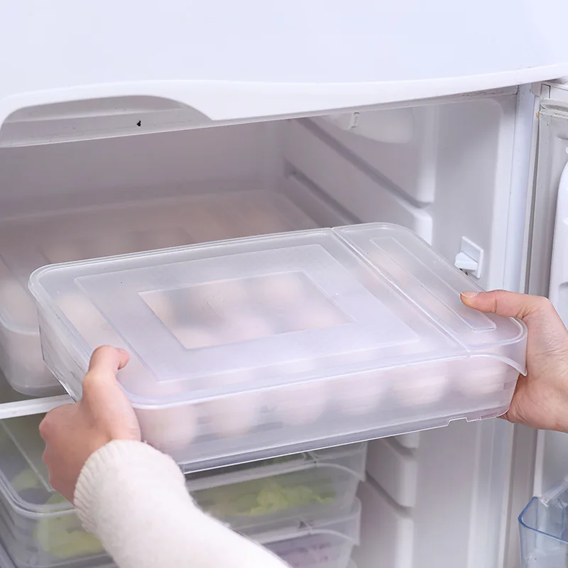 

Refrigerator Plastic Egg Tray Box Fruit Freshness & Vegetable Sealed Freshness Box Rectangular Transparent