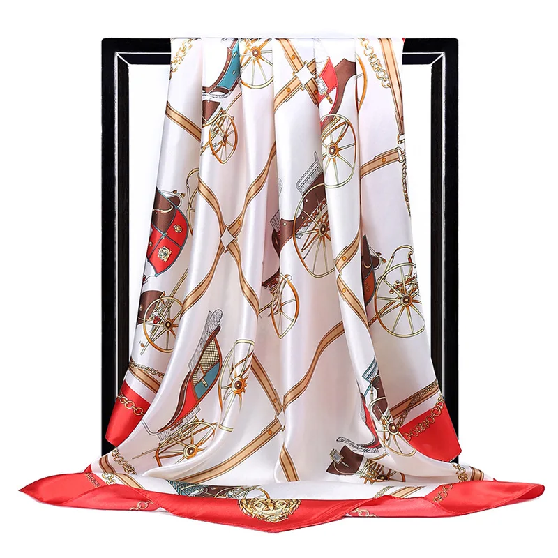 Scarves for Women Brand Print Silk Scarf Female 90x90cm Satin Square Shawl Fashion Bandana for Head  Hijab Scarfs For Ladies mens scarf for summer