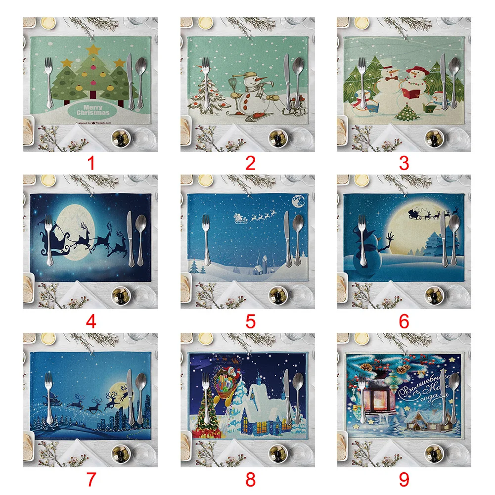 Placemat Lovely Table Cloth Heat Insulation Linen Dining Christmas Home Use Kitchen Decorations