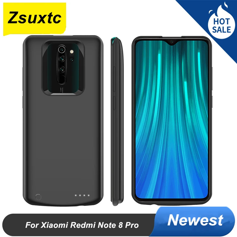 6500 Mah Per Xiaomi Redmi Note 8 Pro Battery Case Smart Backup Charger Cover Power Bank Per Xiaomi Redmi Note 8 Pro Battery Case