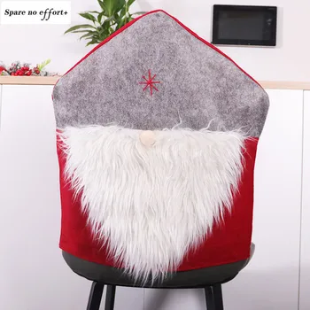 

Christmas Chair Cover Christmas Decoration Hairy Santa Claus Red Hat 2021 New Year Seat Back Cover Home Christmas Decorations
