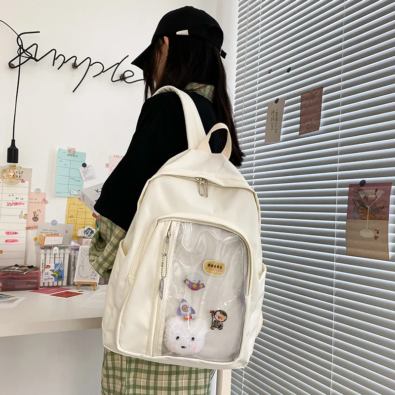 De moda mochilas para mujeres Oxford Casual liso Simple estudiantes Preppy dulce mochila para mujer-Encuentro de bolsas de viaje bolsillos laterales