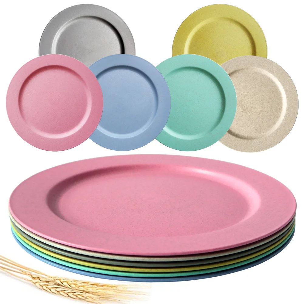 

dishes and plates sets 10"/6pcs Wheat Straw dinner Lightweight & Unbreakable,Non-toxin, BPA free and Healthy for child adult