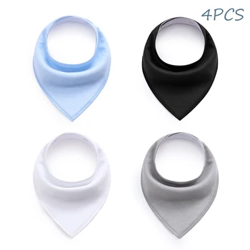 

4pcs Washable Feeding Baby Bandana Hypoallergenic Teething Portable Cotton Blend Newborn Drool Bibs Super Absorbent Soft