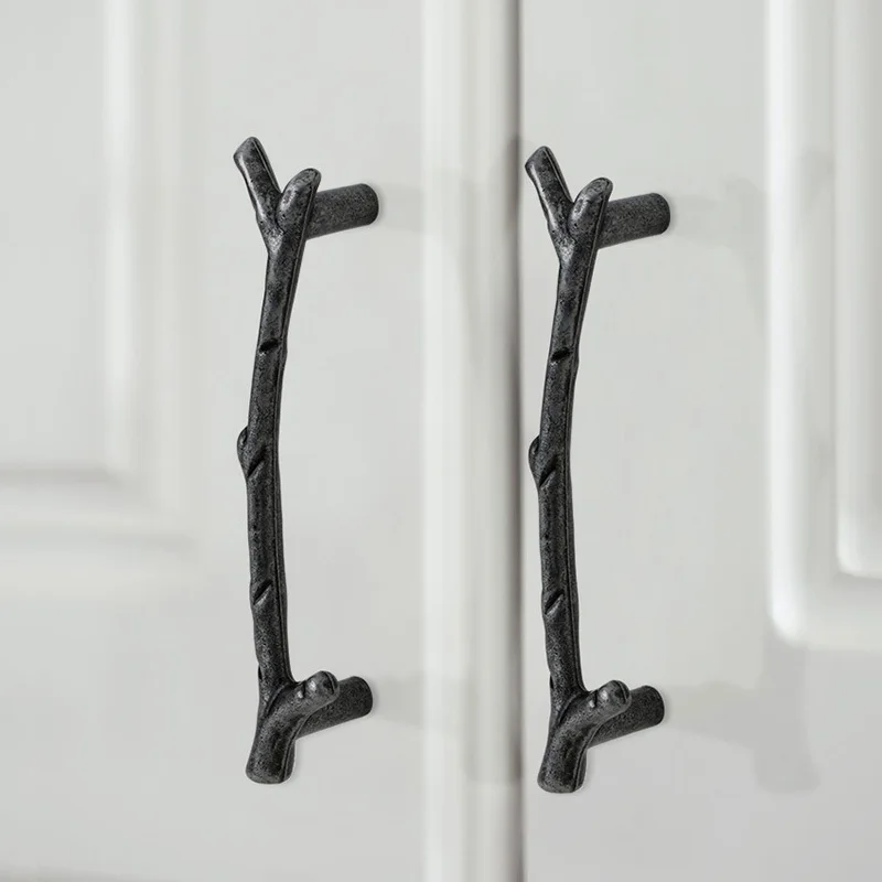 Tree Branch Door Handles Twig Kitchen Cabinet Knobs and Handles Wardrobe Closet Zinc Alloy Furniture Handle Drawer Pulls Black