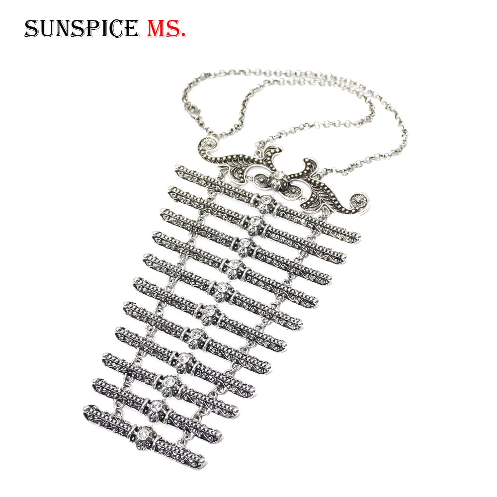 SUNSPICE MS, этническое длинное ожерелье с подвеской, наборы для женщин, традиционное платье на Закавказье, нагрудник на сцене, свадебные ювелирные изделия