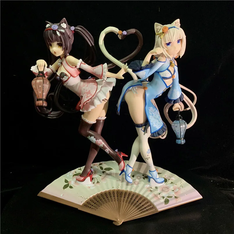 

24cm Anime Nekopara Figure Blue Pink Chocolat vanilla PVC Action Figure Model Collectible model Toys Kid Gift