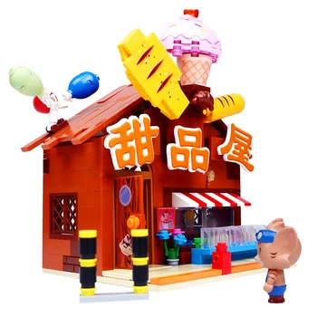 

Mini City Street View Building Blocks Movie Creative Architecture Restaurant Dessert House Model Bricks Toys For Children Gift